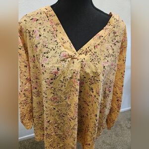 SHEIN Yellow Floral Blouse